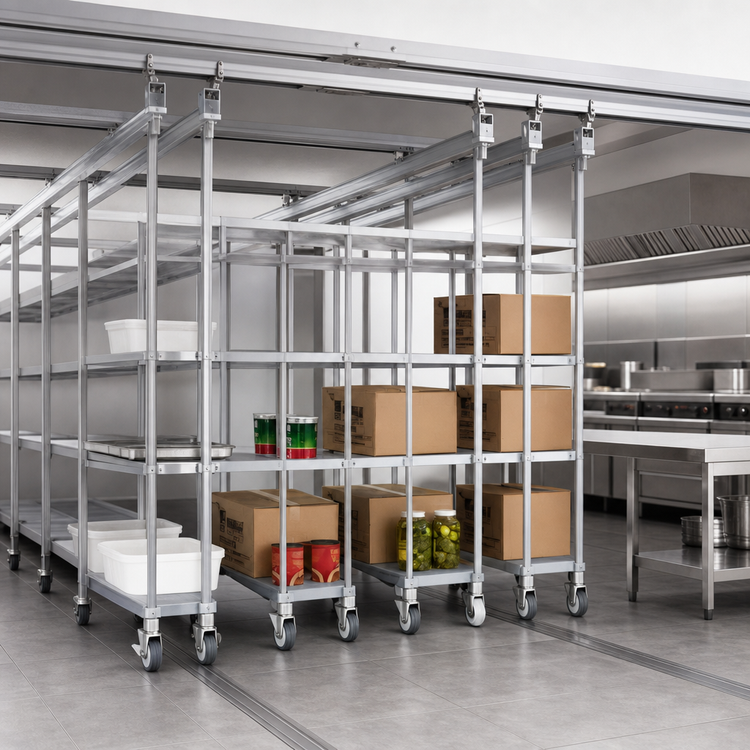 Product image #3 for Master Trak Overhead Track Mobile Unit Kit for 30-Inch Deep Shelves, 86-Inch Posts, 900 lb Capacity