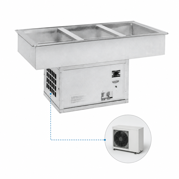 Product image #3 for Atlas Metal WCMX-5 5-Pan Full-Size Remote Refrigerated Cold Well Drop-In Unit
