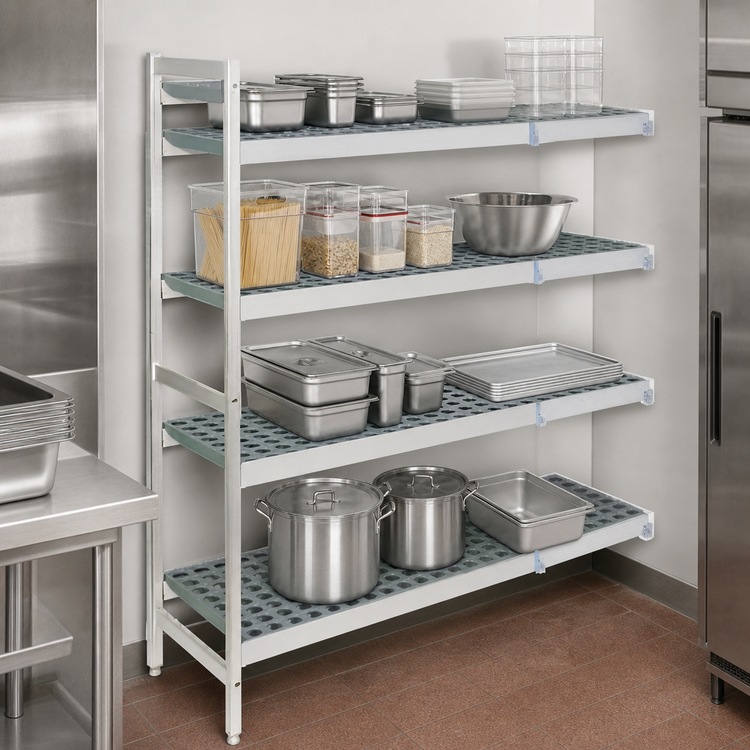 Product image #3 for Fermostock 4-Tier Corner Expansion Polymer Shelving Unit, 68"W x 14"D x 71"H