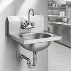 Thumbnail image #3 for Eagle Group HSA-10-FA-3VP Wall-Mounted 304 Stainless Steel Hand Sink with Gooseneck Faucet and Plumbing Included Case of 3