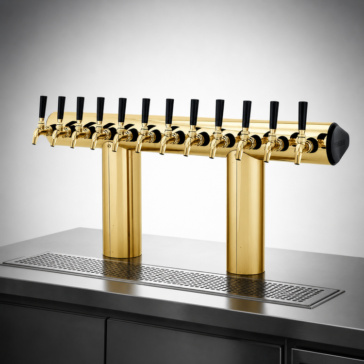 Product image #3 for Perlick Winged Bridge Glycol-Cooled Countertop Draft Tower, 12 Faucets, Tarnish-Free Brass