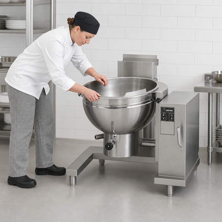 Product image #3 for Groen DHS-40C Low-Height 40-Gallon Gas Tilting Steam Kettle with Classic Controls