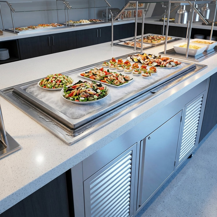 Product image #2 for Atlas Metal INFFB-5 Mobile Refrigerated Frost Top with Refrigerated Base