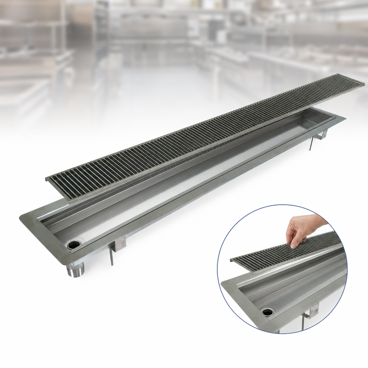 Product image #3 for BK Resources 12-Inch Stainless Steel Flush-Mount Urn Trough with Removable Drip Plate