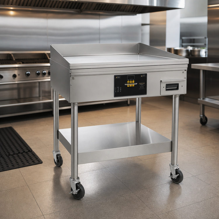 Product image #3 for AccuTemp AccuSteam Electric Griddle with Stand and Casters, 24 x 30 Inch Cooking Surface, Digital Controls, 208V/3-Phase