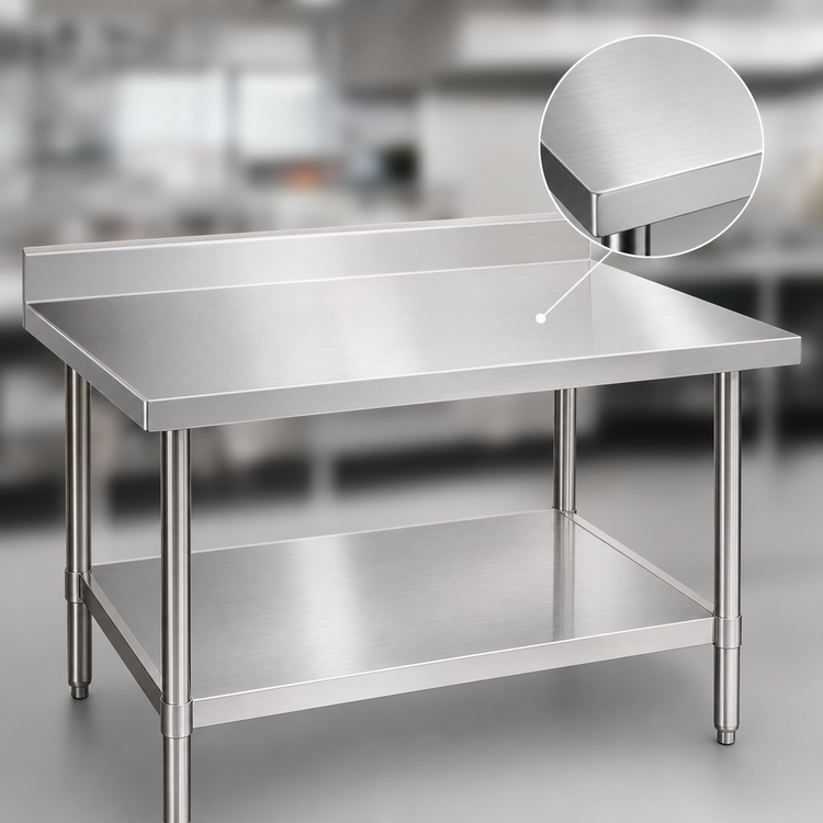 Product image #3 for Spec-Master Marine Series 108-Inch x 24-Inch Stainless Steel Work Table with 4-1/2-Inch Backsplash and Undershelf
