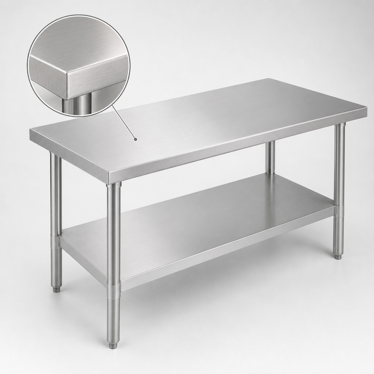 Product image #3 for John Boos Stallion Budget Stainless Steel Work Table, 30 x 24 Inches, Flat Top with Adjustable Undershelf