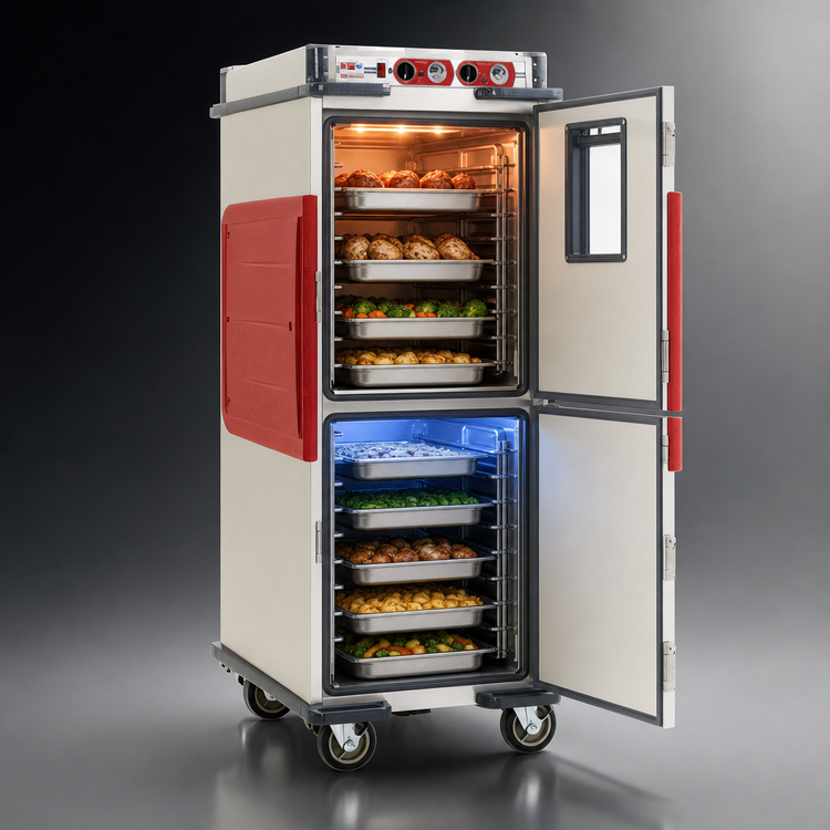 Product image #3 for Metro C5 Transport Armour Mobile Full-Height Dual Cavity Heated Holding Cabinet with Dutch Split Doors, 32-Pan Capacity