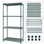 Thumbnail image #3 for Quantum WR63-2454WPM 4-Tier Stationary Polymer Louvered Shelving Unit, Green Antimicrobial Finish, 54W x 24D x 63H