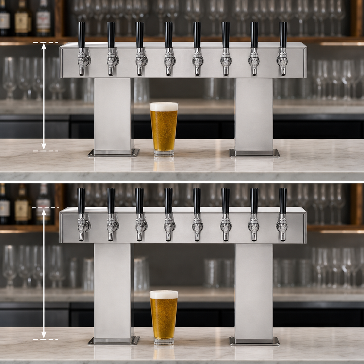Product image #3 for Extra High 8-Faucet Countertop Bridge Tee Glycol-Cooled Draft Beer Tower, Stainless Steel
