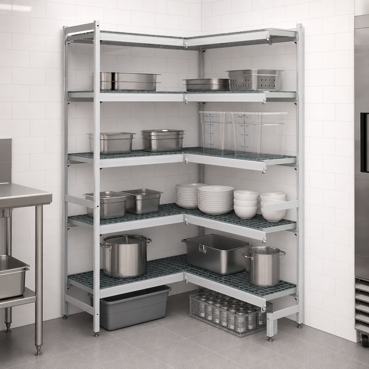 Product image #3 for Fermostock 5-Tier Corner Expansion Polymer Shelving Unit, 31" W x 22" D x 83" H