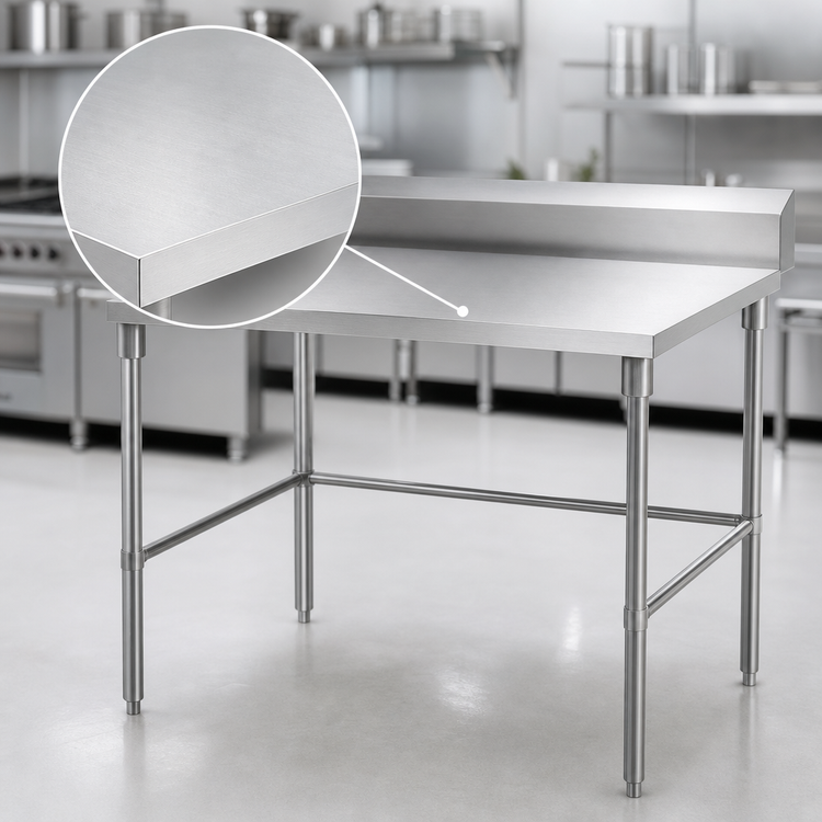 Product image #3 for Sapphire 30-Inch x 30-Inch Stainless Steel Corner Work Table with 5-Inch Backsplash and Open Base