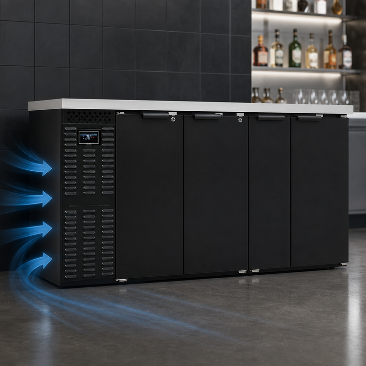 Product image #3 for Continental Refrigerator BB50NPT 50" Pass-Thru Refrigerated Back Bar Cooler with Four Solid Doors