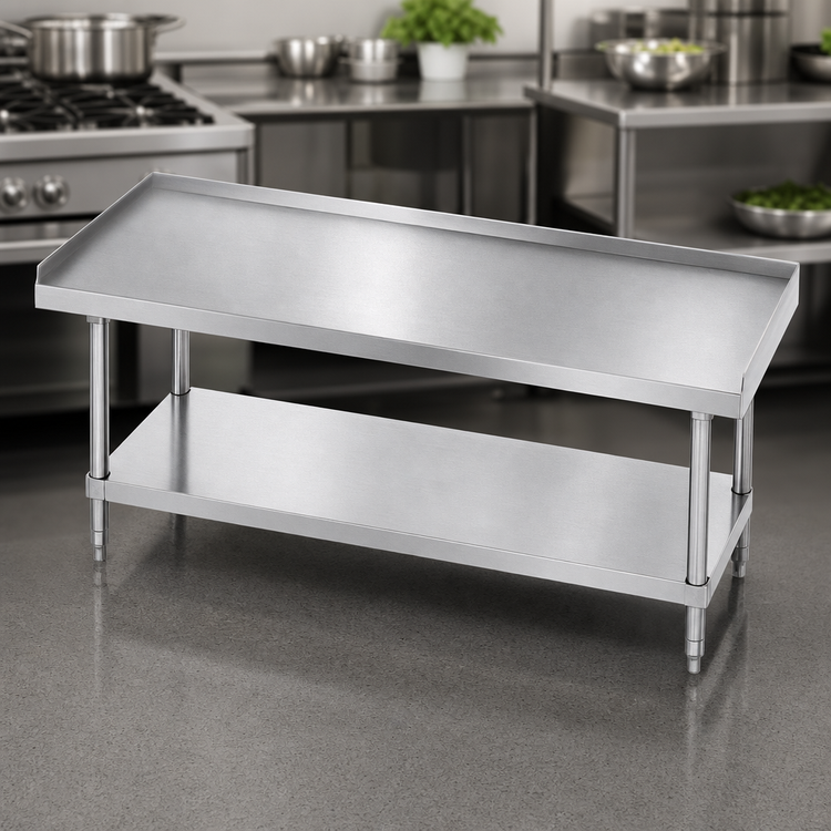 Product image #3 for Advance Tabco Special Value Series 36"W x 30"D Stainless Steel Equipment Stand with 16-Gauge Top and Adjustable Undershelf