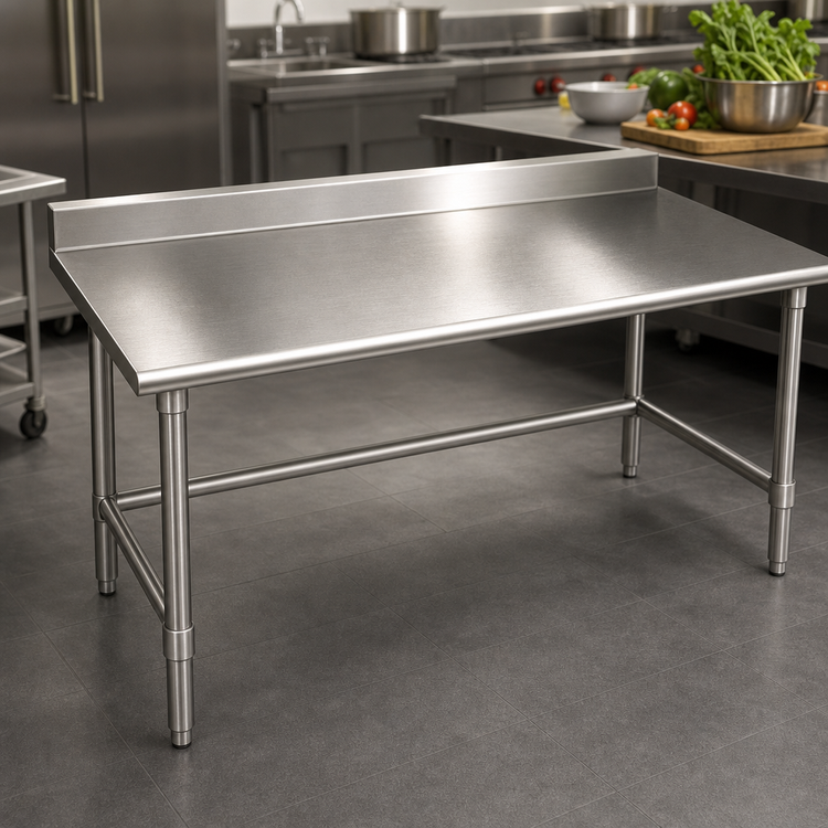 Product image #3 for Eagle Spec-Master 30 Inch x 30 Inch Stainless Steel Work Table with 4-1/2 Inch Backsplash and Tubular Base