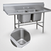 Thumbnail image #3 for Advance Tabco Regaline 2-Compartment Stainless Steel Sink with Left and Right-Hand 36-Inch Drainboards, 16 x 20-Inch Bowls