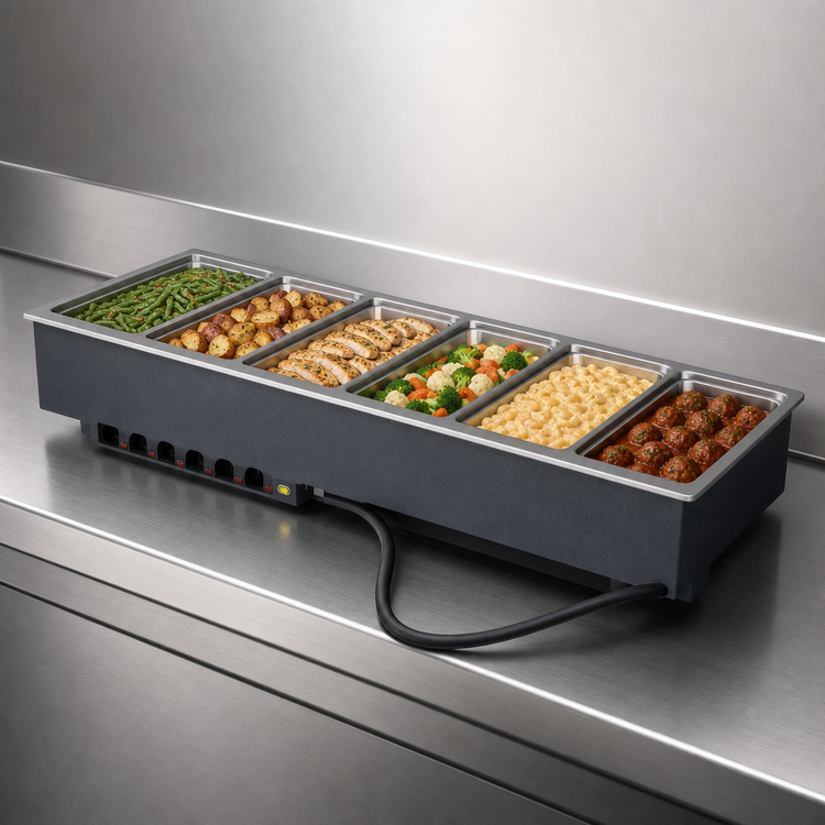 Product image #3 for Vollrath 6-Well Full-Size Drop-In Electric Hot Food Well Unit, 240V, Wet Operation, Infinite Controls