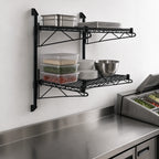 Thumbnail image #3 for Quantum WC34-CB1236BK Wall-Mounted Cantilever Wire Shelving Unit, 2 Shelves, 36" W x 12" D, Black Epoxy
