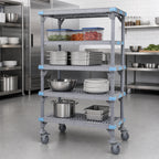 Thumbnail image #3 for Quantum Millenia QPM242474VS-4 Mobile Polymer Shelving Unit, 4 Open-Grid Shelves, 24 x 24 x 74 Inches, Gray
