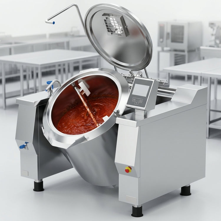 Product image #2 for Baskett UPRIG048M-V1 48 Gallon Gas Tilting Kettle with Mixer