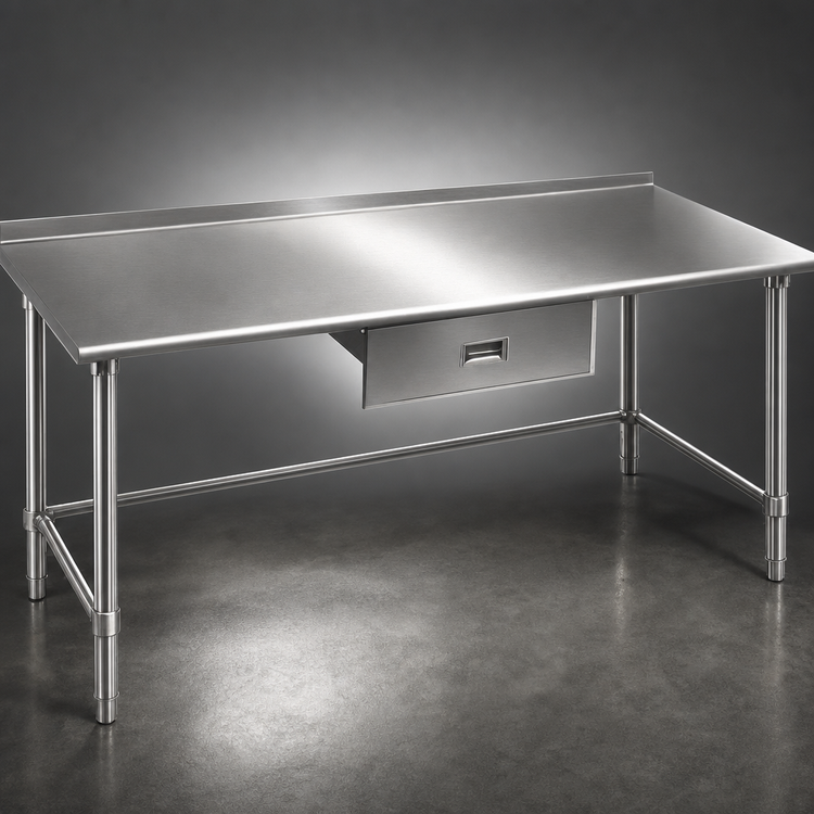 Product image #3 for Deluxe Series 84 Inch x 24 Inch 16-Gauge 300-Series Stainless Steel Work Table with Rear Upturn and Tubular Base