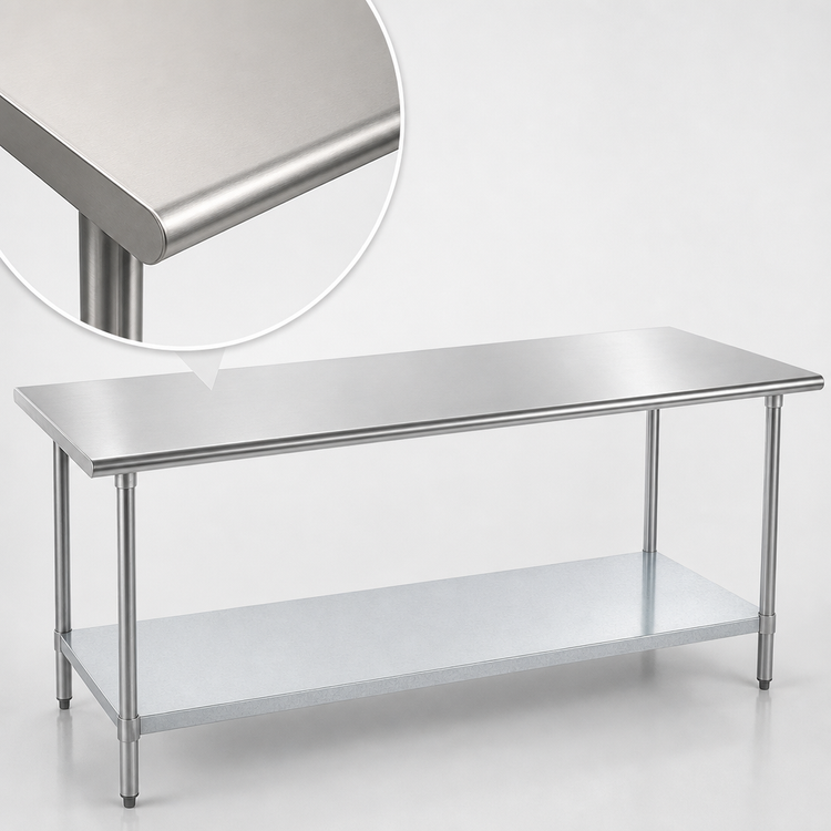 Product image #3 for Advance Tabco 108-Inch x 30-Inch 304 Stainless Steel Work Table with Adjustable Galvanized Undershelf