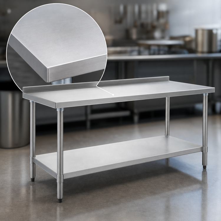 Product image #3 for Eagle Group Spec-Master 30-Inch x 30-Inch Stainless Steel Corner Work Table with Undershelf and Rear Up-Turn