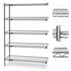Thumbnail image #3 for Eagle Group EAGLEbrite A5-74-1860Z 5-Tier Add-On Wire Shelving Unit, 60 x 18 x 74 Inches, Zinc Finish