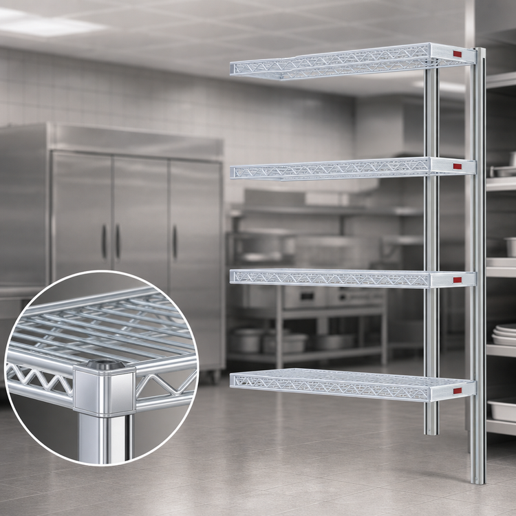 Product image #3 for EAGLEbrite 4-Tier Add-On Wire Shelving Unit, 36 x 24 x 74 Inches, Zinc Finish