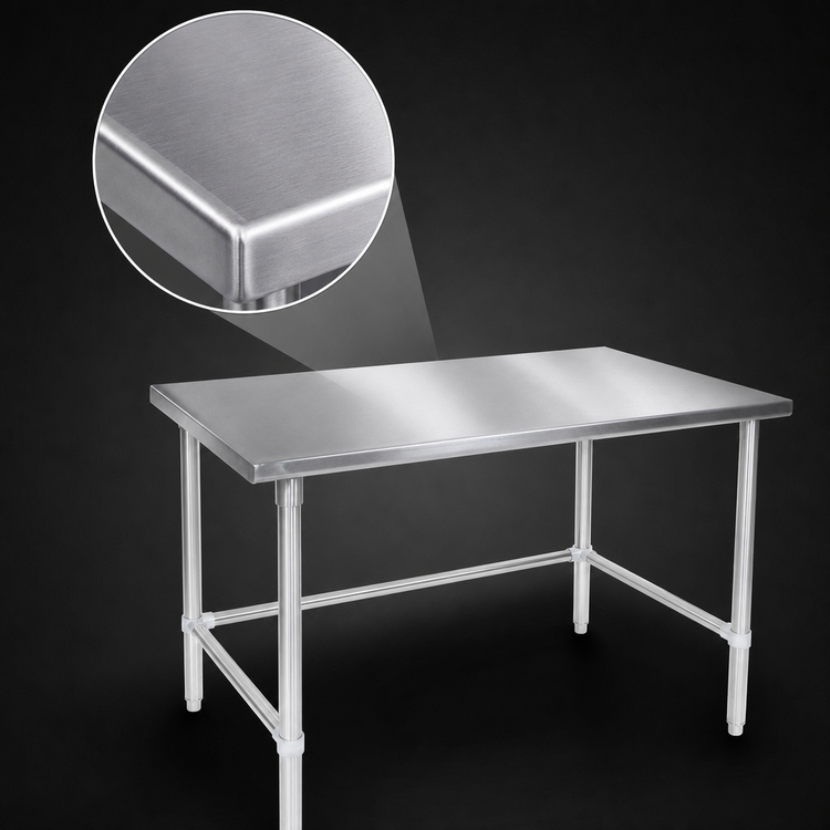 Product image #3 for Stallion 60-Inch x 36-Inch Stainless Steel Flat Top Work Table with Safety Edge and Galvanized Base