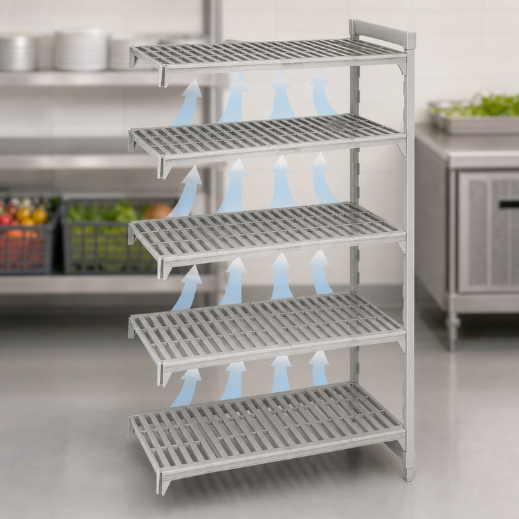 Product image #4 for Cambro Camshelving Premium 5-Shelf Vented Add-On Polymer Shelving Unit, 18 x 36 x 64 Inches, Speckled Gray