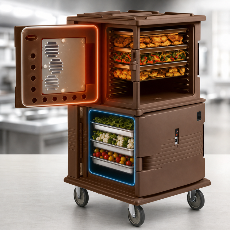 Product image #4 for Cambro Ultra Camcart Front-Loading Heated Food Pan Carrier with Heated Top Door Only, 2-Compartment, 110V