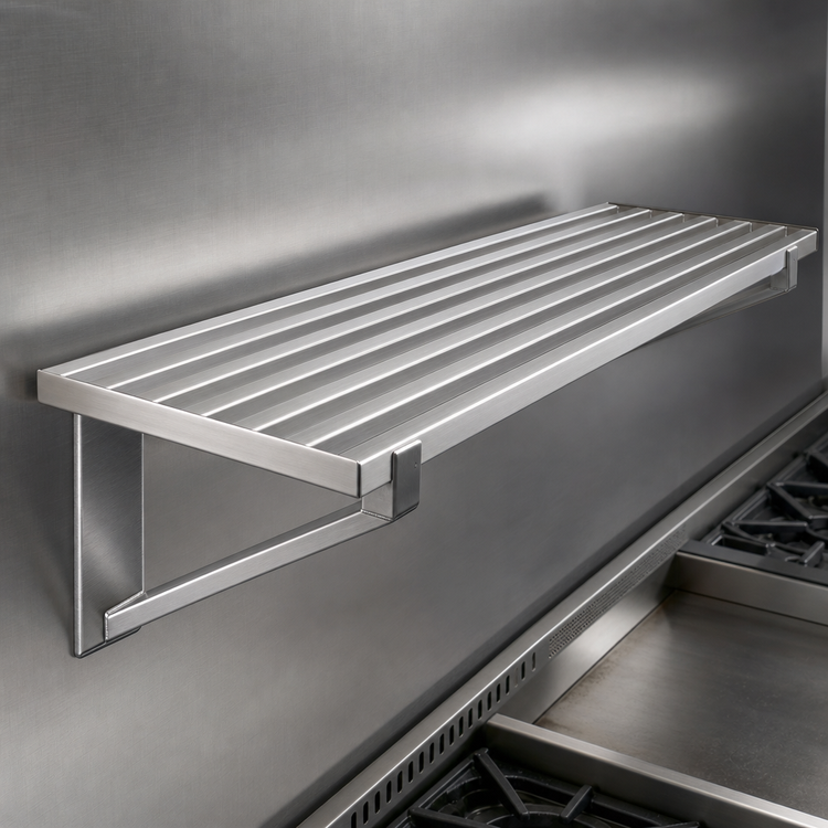 Product image #3 for Eagle Group Cooking Line Heavy Duty Stainless Steel Wall Shelf, 96-In. W x 18-In. D