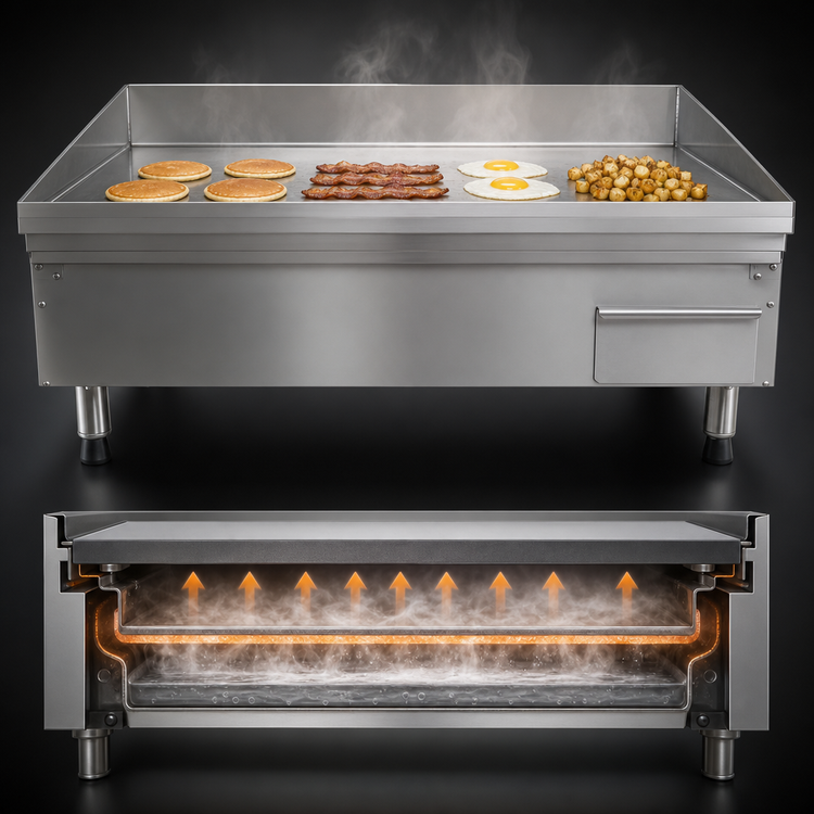 Product image #3 for AccuTemp AccuSteam 48-Inch x 30-Inch Electric Steam-Heated Countertop Griddle, 480V, 3-Phase