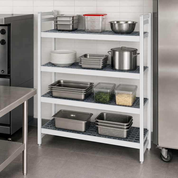 Product image #3 for Fermostock Stationary 4-Shelf Starter Polymer Shelving Unit, 26 x 14 x 66 Inches, 800 lb. Per Shelf