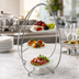 Thumbnail image #3 for American Metalcraft Oval Three-Tier Buffet Stand with Frosted Glass Plates, Silver Finish