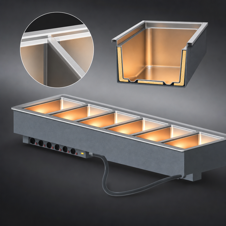 Product image #3 for Vollrath 6-Well Drop-In Electric Hot Food Well with Auto-Fill and Manifold Drain