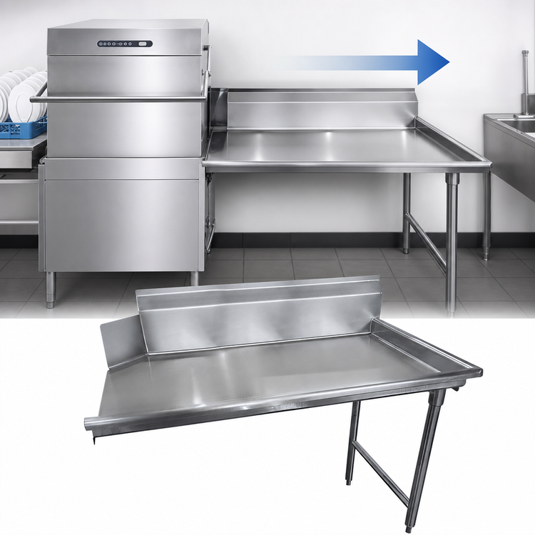 Product image #3 for Advance Tabco Right-Side Clean Straight Dish Table with 10-1/2 Inch Backsplash, 35 x 30 Inches, 304 Stainless Steel
