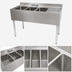 Thumbnail image #3 for BK Resources 48-Inch Slim-Line 3-Compartment Stainless Steel Underbar Sink with Right Drainboard
