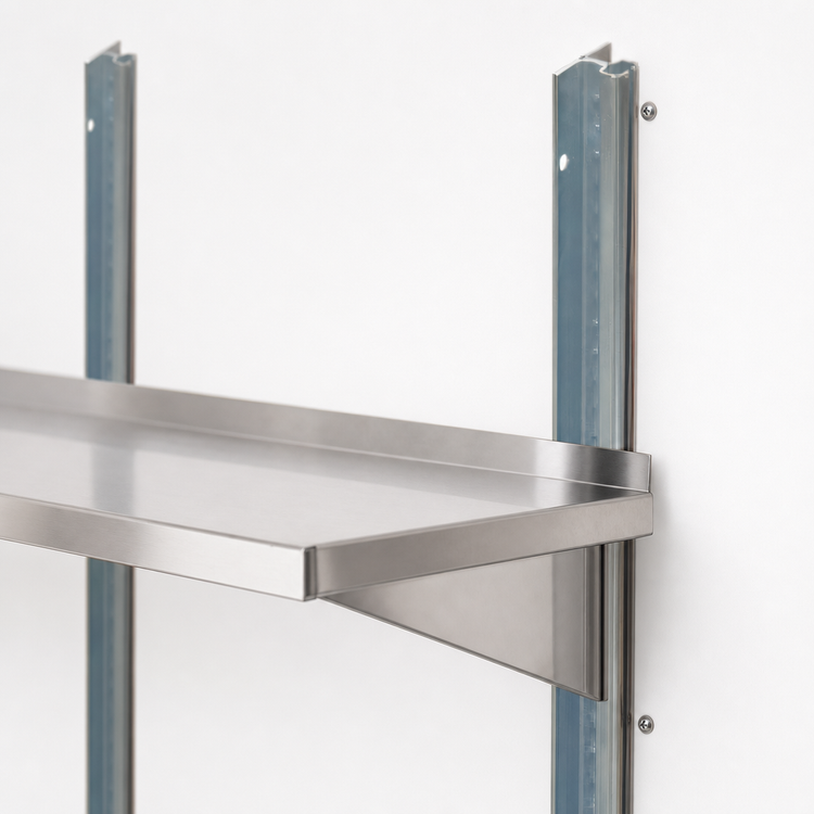 Product image #3 for Eagle Group NSF Stainless Steel Wall-Mounted Cantilever Shelving Standard Upright, 24 Inch Height