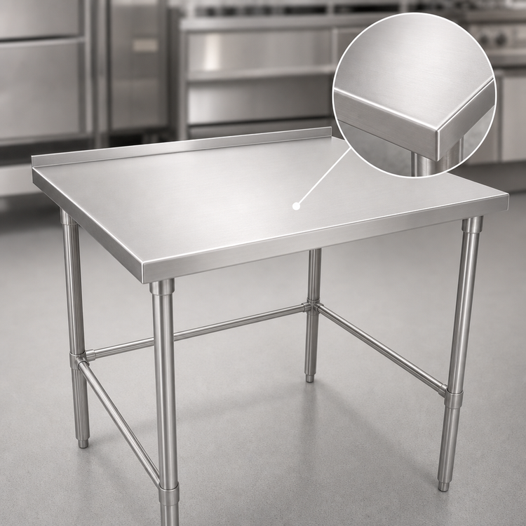 Product image #3 for John Boos Stallion 30 x 36 Inch 16-Gauge Stainless Steel Corner Work Table with 1-1/2 Inch Rear Up-Turn