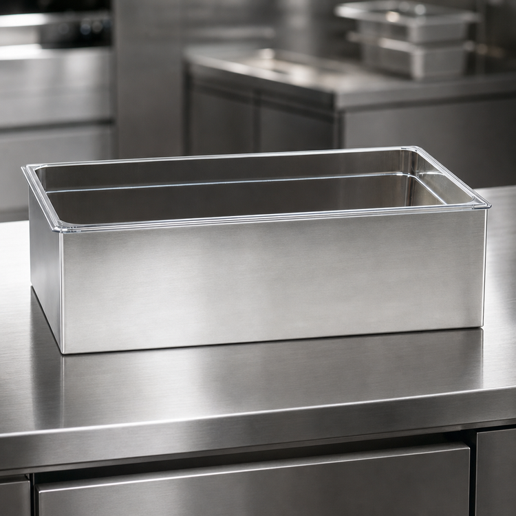 Product image #4 for Cal-Mil Rectangular Stainless Steel Ice Housing with Clear Polycarbonate Pan, 20 x 12 x 6 Inches