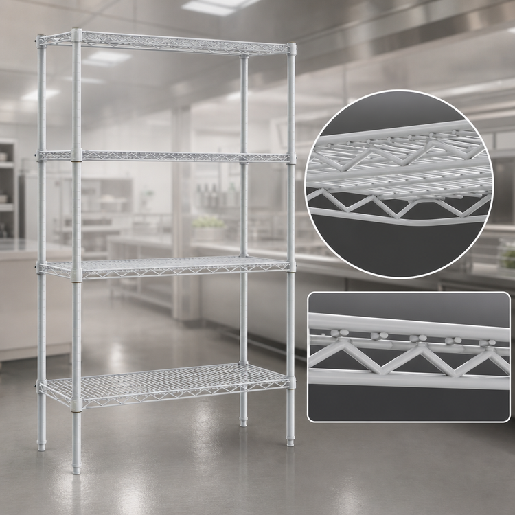 Product image #3 for EagleGard Red-i-Pak 4-Tier Stationary Wire Shelving Unit, 36W x 18D x 63H, Hybrid Epoxy Finish
