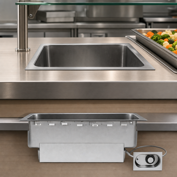 Product image #3 for Eagle Group Drop-In Rectangular Electric Food Warmer with Drain, Wet/Dry Operation, 1 Full-Size 12 x 20-Inch Pan Opening