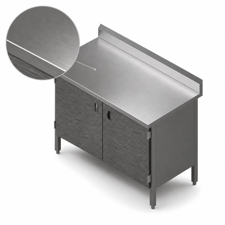Product image #3 for John Boos Enclosed Base Work Table with Hinged Doors, 48 x 24 Inches, 5-Inch Backsplash