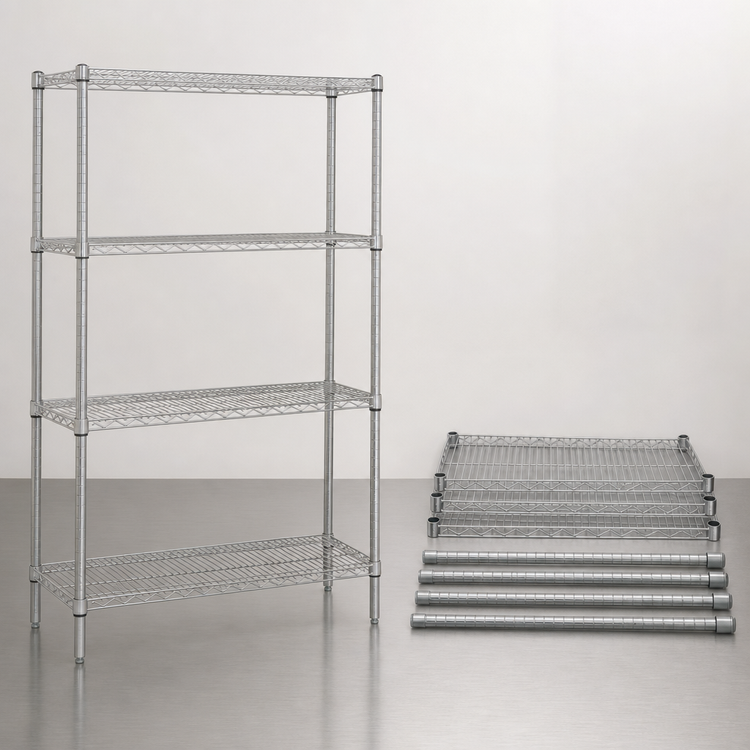 Product image #3 for Quantum 60" W x 21" D x 74" H Chrome Plated Wire Shelving Starter Kit