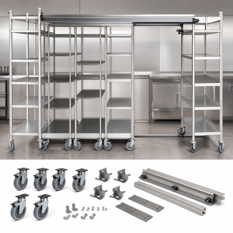 Product image #3 for Metro TOP-TRACK Super Erecta 18-Inch Stainless Steel Mobile Track Shelving Unit Kit