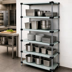 Thumbnail image #3 for Quantum WRS5-74-2142SS 5-Shelf Stationary Solid Stainless Steel Shelving Starter Kit, 42W x 21D x 74H