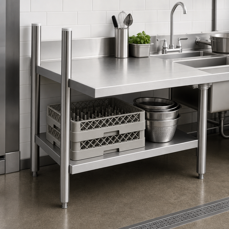 Product image #3 for Eagle Group 24-Inch Wide x 24-1/8-Inch Deep 18-Gauge 400 Series Stainless Steel Dishtable Undershelf