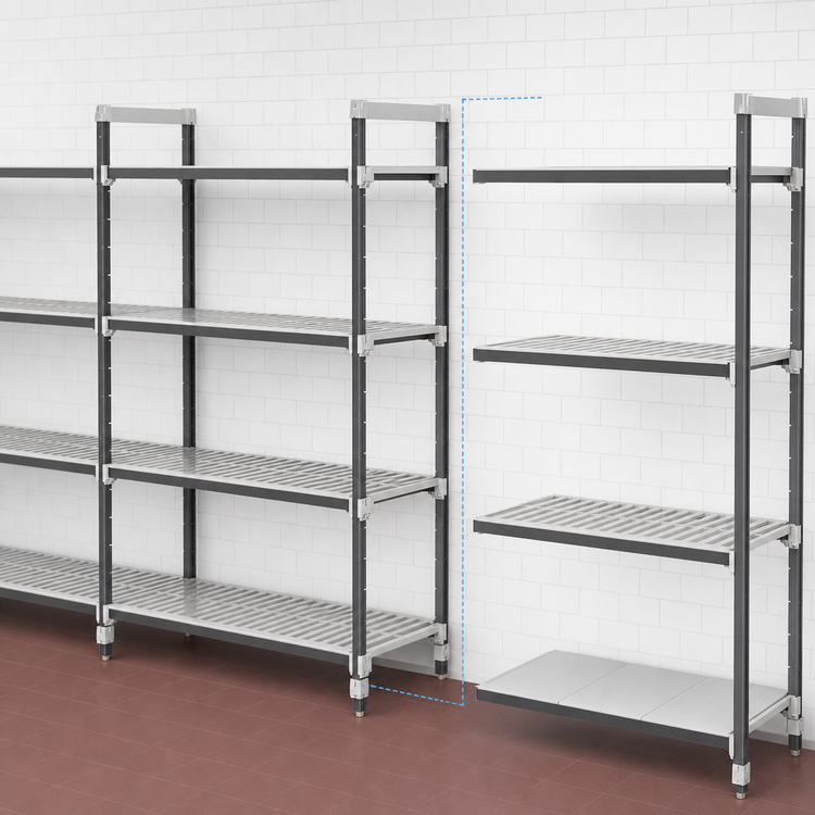Product image #3 for Cambro Camshelving Elements XTRA Stationary Add-On Polymer Shelving Unit, 18 x 36 x 72 Inches, 4-Shelf Vented and Solid